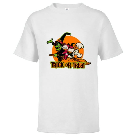 Disney 100 Witch Huey Dewey Louie Trick or Treat Halloween - Short Sleeve T-Shirt for Kids - Customized-White