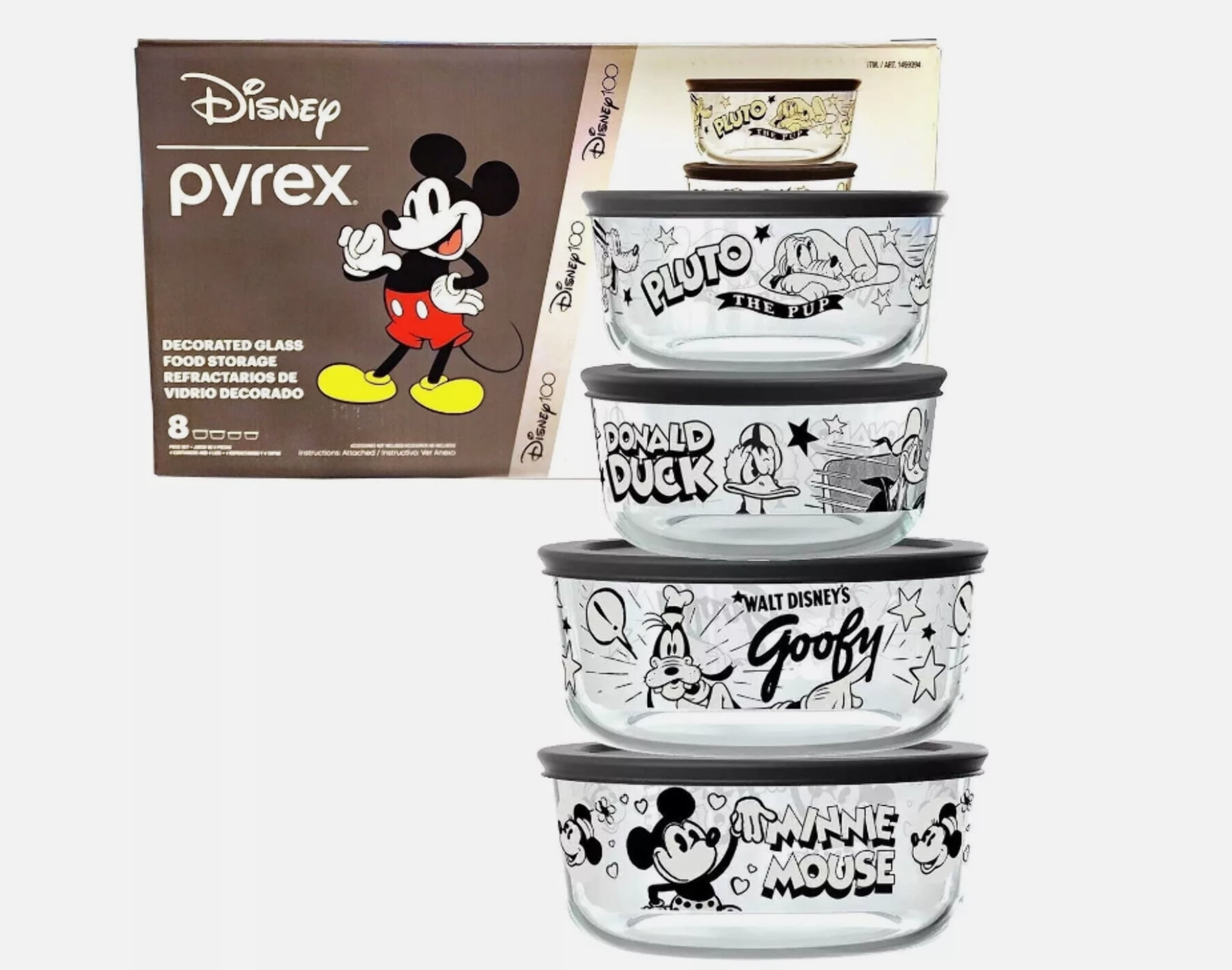 Pyrex Disney 100 Year Anniversary 4-Cup Round Glass Storage