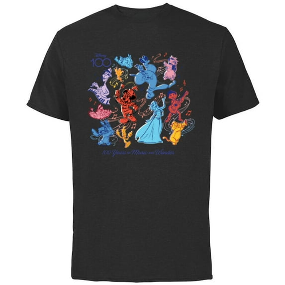 Disney 100 Years of Music and Wonder Color Fill D100 - Short Sleeve Cotton T-Shirt for Adults - Customized-Black