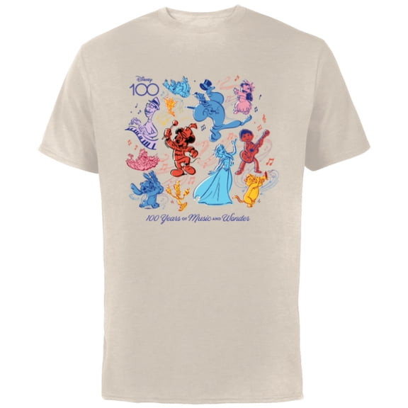 Disney 100 Years of Music and Wonder Color Fill D100 - Short Sleeve Cotton T-Shirt for Adults - Customized-Natural