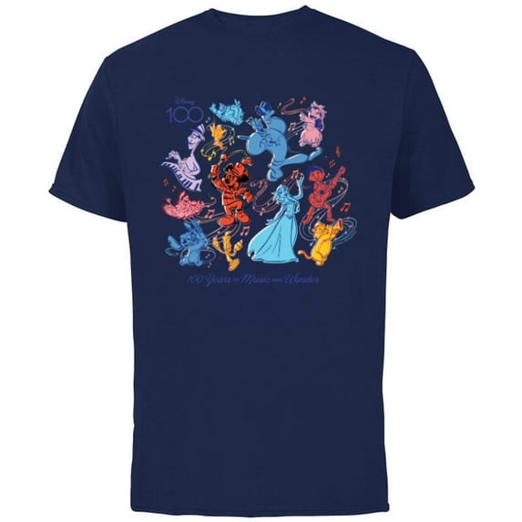 Disney 100 Years of Music and Wonder Color Fill D100 - Short Sleeve Cotton T-Shirt for Adults - Customized-Navy