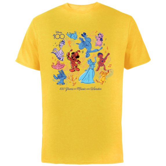 Disney 100 Years of Music and Wonder Color Fill D100 - Short Sleeve Cotton T-Shirt for Adults - Customized-Yellow