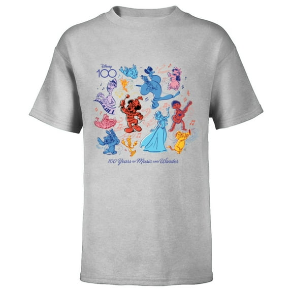 Disney 100 Years of Music and Wonder Color Fill D100 - Short Sleeve T-Shirt for Kids - Customized-Athletic Heather