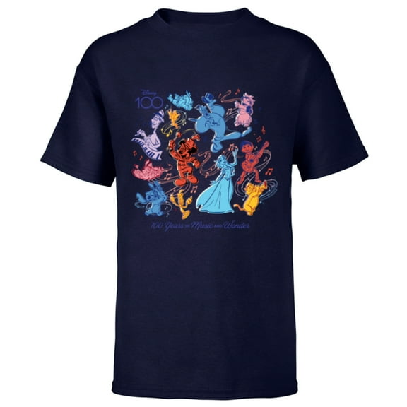 Disney 100 Years of Music and Wonder Color Fill D100 - Short Sleeve T-Shirt for Kids - Customized-Navy