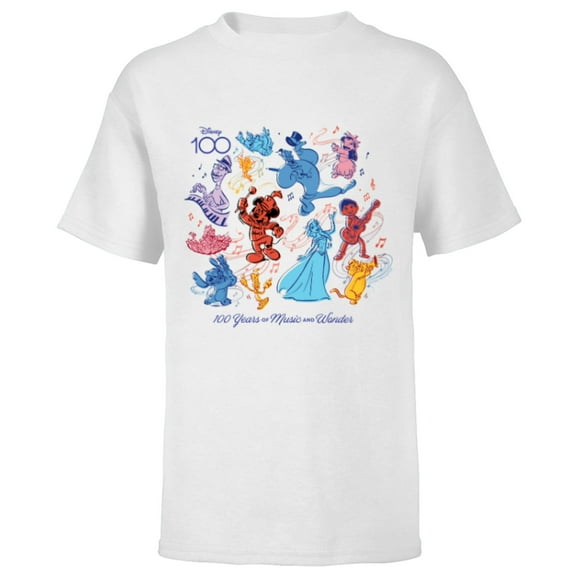 Disney 100 Years of Music and Wonder Color Fill D100 - Short Sleeve T-Shirt for Kids - Customized-White