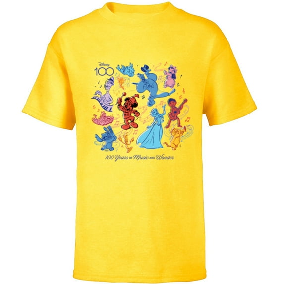 Disney 100 Years of Music and Wonder Color Fill D100 - Short Sleeve T-Shirt for Kids - Customized-Yellow