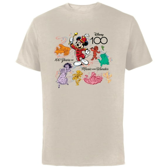 Disney 100 Years of Music and Wonder Color Fill Tunes D100 - Short Sleeve Cotton T-Shirt for Adults - Customized-Natural