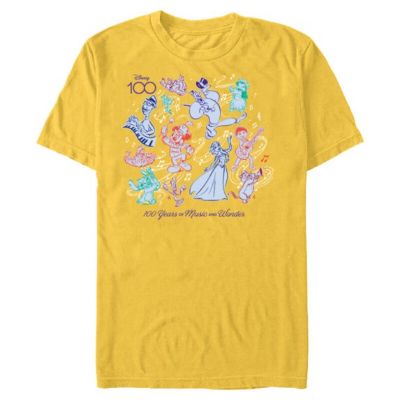 Disney 100 Years of Music and Wonder Color Trio D100 - Short Sleeve Blended T-Shirt for Adults - Customized-Yellow