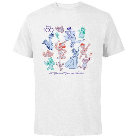 Disney 100 Years of Music and Wonder Color Trio D100 - Short Sleeve Cotton T-Shirt for Adults - Customized-White