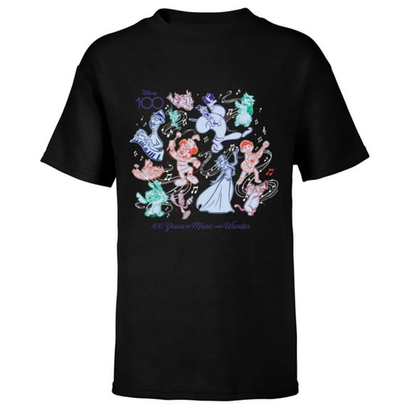 Disney 100 Years of Music and Wonder Color Trio D100 - Short Sleeve T-Shirt for Kids - Customized-Black