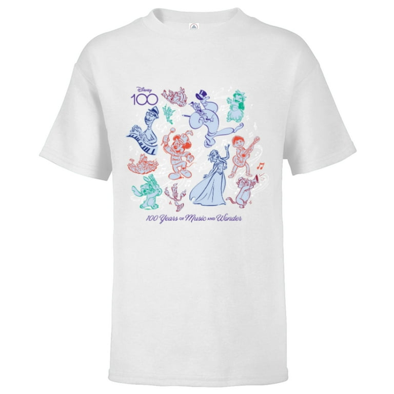 Disney 100 Years of Music and Wonder Color Trio D100 Short Sleeve T Shirt for Kids Customized White