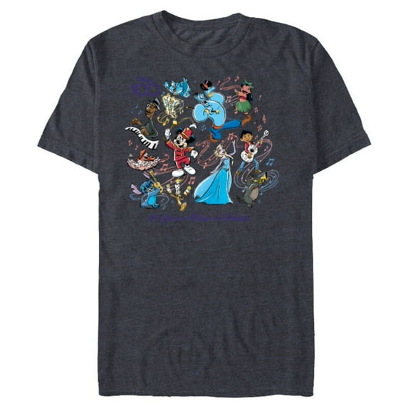 Disney 100 Years of Music and Wonder Full Color D100 - Short Sleeve Blended T-Shirt for Adults - Customized-Navy Heather