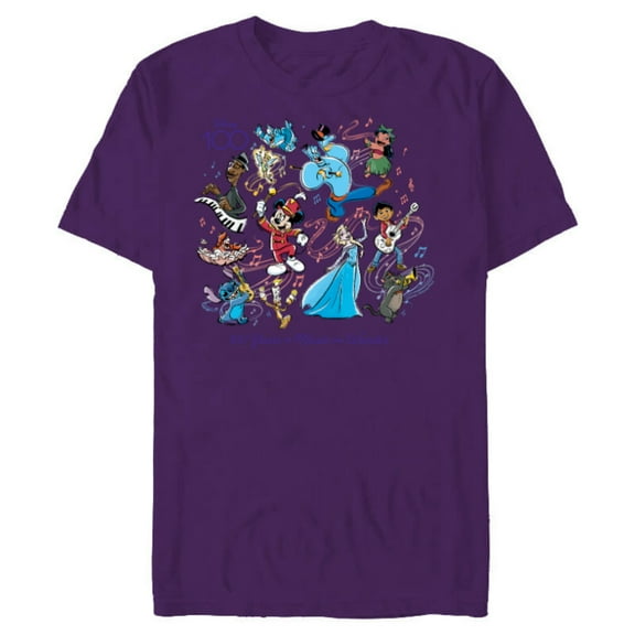 Disney 100 Years of Music and Wonder Full Color D100 - Short Sleeve Blended T-Shirt for Adults - Customized-Purple