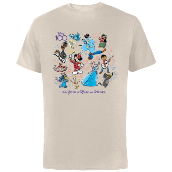 Disney 100 Years of Music and Wonder Full Color D100 - Short Sleeve Cotton T-Shirt for Adults - Customized-Natural