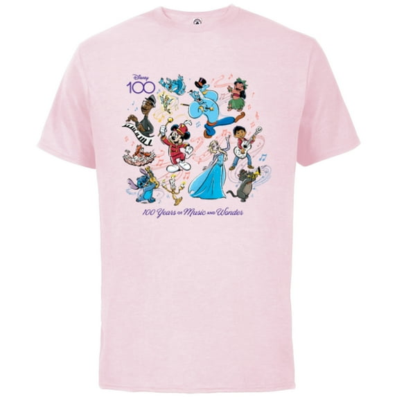Disney 100 Years of Music and Wonder Full Color D100 - Short Sleeve Cotton T-Shirt for Adults - Customized-Soft Pink