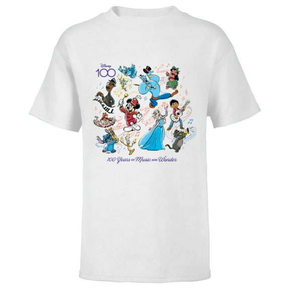 Disney 100 Years of Music and Wonder Full Color D100 - Short Sleeve T-Shirt for Kids - Customized-White