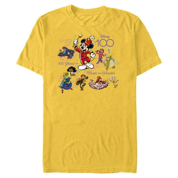 Disney 100 Years of Music and Wonder Full Color Tunes D100 - Short Sleeve Blended T-Shirt for Adults - Customized-Yellow