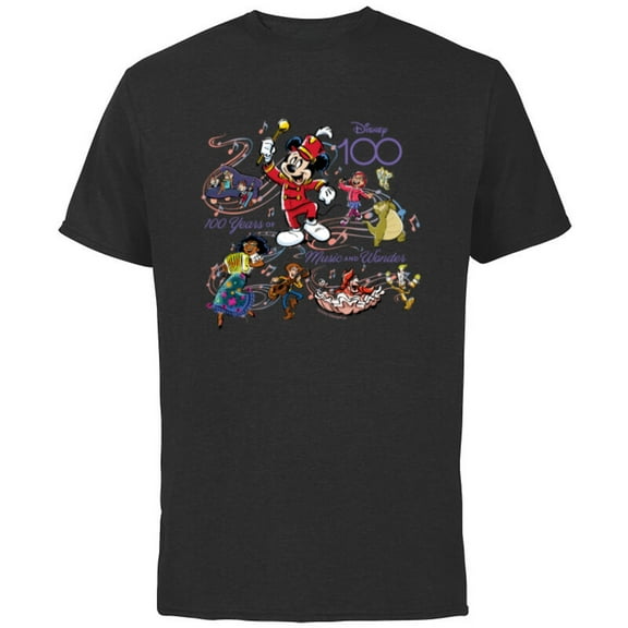Disney 100 Years of Music and Wonder Full Color Tunes D100 - Short Sleeve Cotton T-Shirt for Adults - Customized-Black