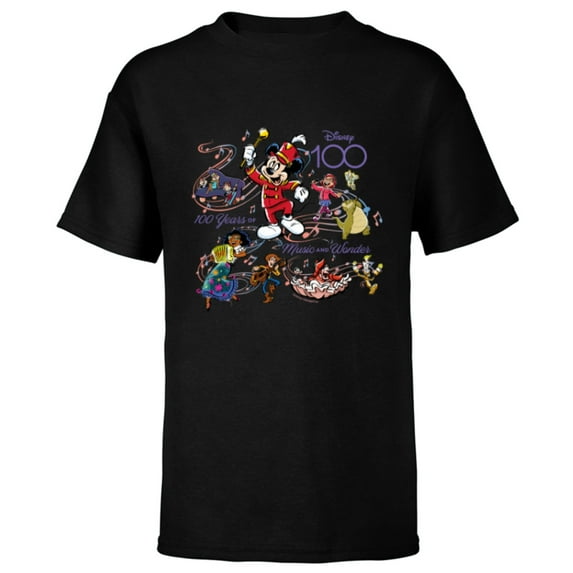 Disney 100 Years of Music and Wonder Full Color Tunes D100 - Short Sleeve T-Shirt for Kids - Customized-Black