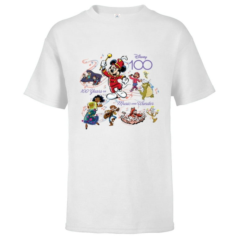 Disney 100 Years of Music and Wonder Full Color Tunes D100 Short Sleeve T Shirt for Kids Customized White