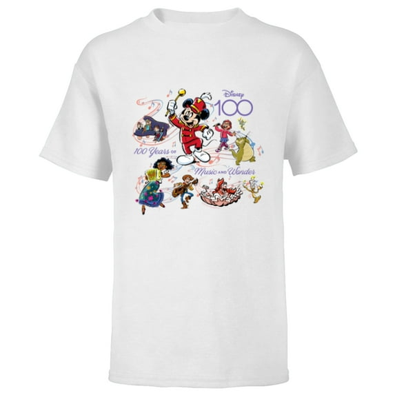 Disney 100 Years of Music and Wonder Full Color Tunes D100 - Short Sleeve T-Shirt for Kids - Customized-White