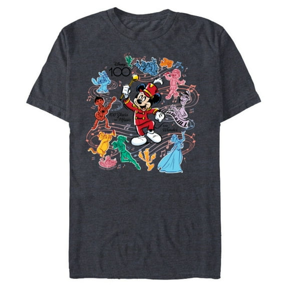 Disney 100 Years of Music and Wonder Mickey Color Fill D100 - Short Sleeve Blended T-Shirt for Adults - Customized-Navy Heather
