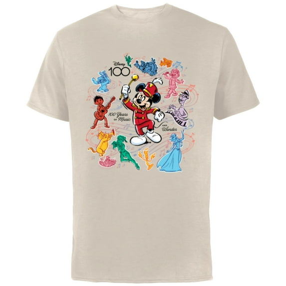 Disney 100 Years of Music and Wonder Mickey Color Fill D100 - Short Sleeve Cotton T-Shirt for Adults - Customized-Natural