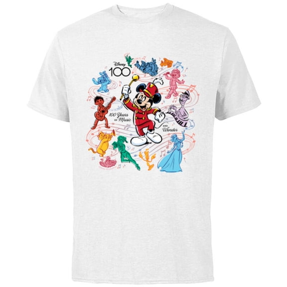 Disney 100 Years of Music and Wonder Mickey Color Fill D100 - Short Sleeve Cotton T-Shirt for Adults - Customized-White