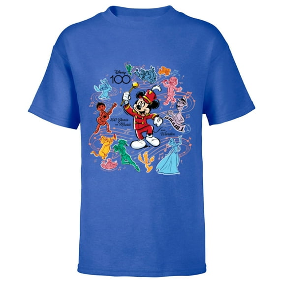 Disney 100 Years of Music and Wonder Mickey Color Fill D100 - Short Sleeve T-Shirt for Kids - Customized-Royal