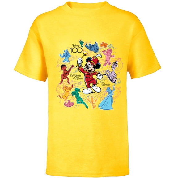 Disney 100 Years of Music and Wonder Mickey Color Fill D100 - Short Sleeve T-Shirt for Kids - Customized-Yellow