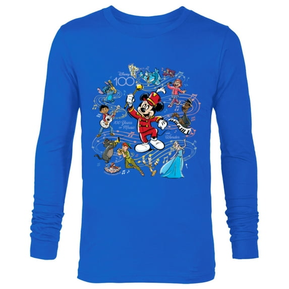 Disney 100 Years of Music and Wonder Mickey Full Color D100 - Long Sleeve T-Shirt for Men - Customized-Navy