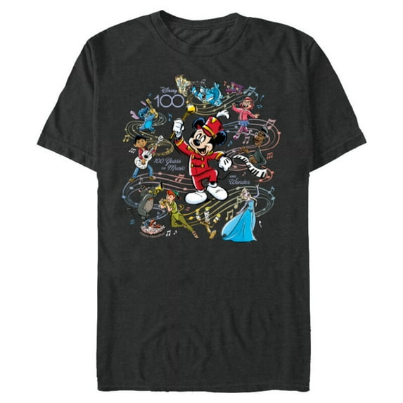 Disney 100 Years of Music and Wonder Mickey Full Color D100 - Short Sleeve Blended T-Shirt for Adults - Customized-Dark Heather