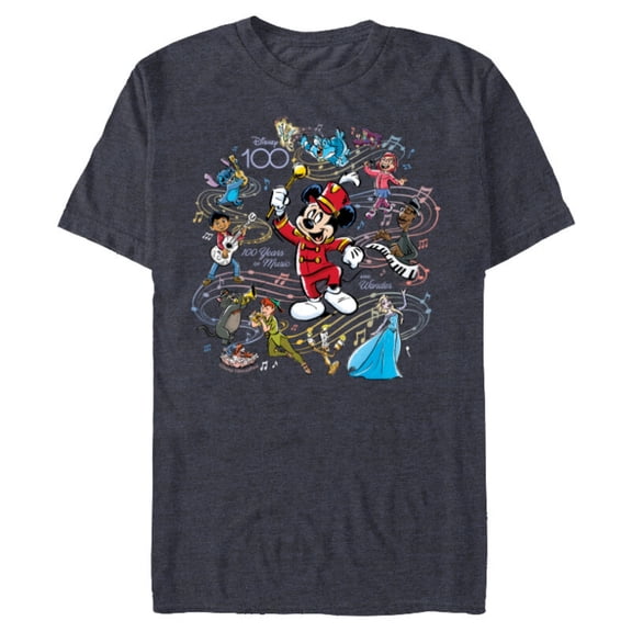 Disney 100 Years of Music and Wonder Mickey Full Color D100 - Short Sleeve Blended T-Shirt for Adults - Customized-Navy Heather