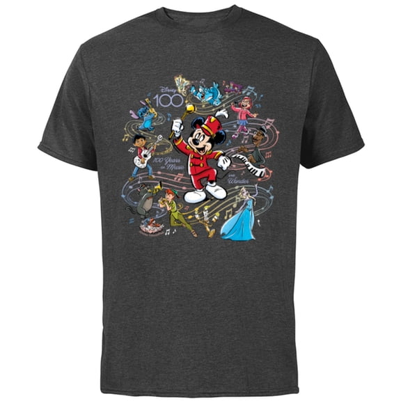 Disney 100 Years of Music and Wonder Mickey Full Color D100 - Short Sleeve Cotton T-Shirt for Adults - Customized-Charcoal