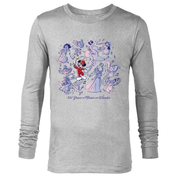 Disney 100 Years of Music and Wonder Mickey Mouse D100 - Long Sleeve T-Shirt for Men - Customized-Athletic Heather