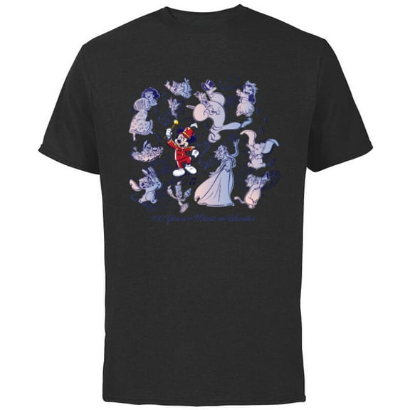 Disney 100 Years of Music and Wonder Mickey Mouse D100 - Short Sleeve Cotton T-Shirt for Adults - Customized-Black