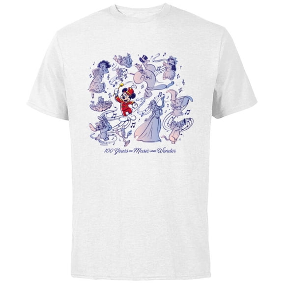 Disney 100 Years of Music and Wonder Mickey Mouse D100 - Short Sleeve Cotton T-Shirt for Adults - Customized-White