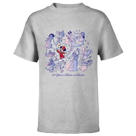 Disney 100 Years of Music and Wonder Mickey Mouse D100 - Short Sleeve T-Shirt for Kids - Customized-Athletic Heather