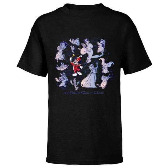 Disney 100 Years of Music and Wonder Mickey Mouse D100 - Short Sleeve T-Shirt for Kids - Customized-Black