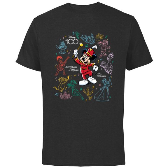 Disney 100 Years of Music and Wonder Mickey’s Music D100 - Short Sleeve Cotton T-Shirt for Adults - Customized-Black