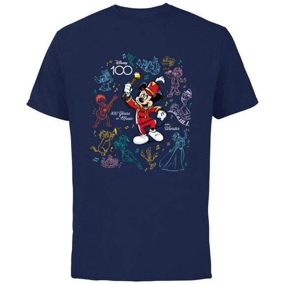 Disney 100 Years of Music and Wonder Mickey’s Music D100 - Short Sleeve Cotton T-Shirt for Adults - Customized-Navy