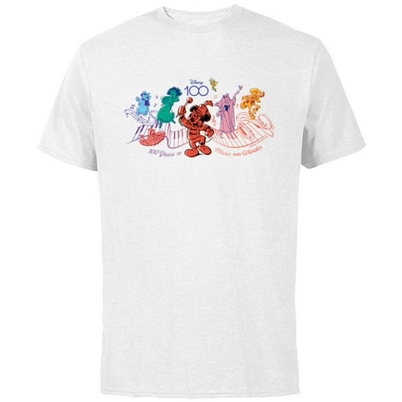 Disney 100 Years of Music and Wonder Piano Color Fill D100 - Short Sleeve Cotton T-Shirt for Adults - Customized-White