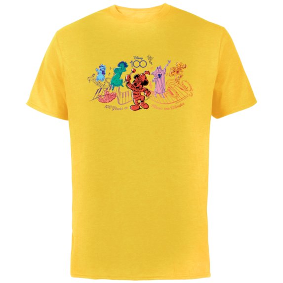 Disney 100 Years of Music and Wonder Piano Color Fill D100 - Short Sleeve Cotton T-Shirt for Adults - Customized-Yellow