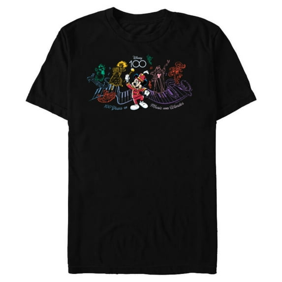 Disney 100 Years of Music and Wonder Piano Color Lines D100 - Short Sleeve Blended T-Shirt for Adults - Customized-Black