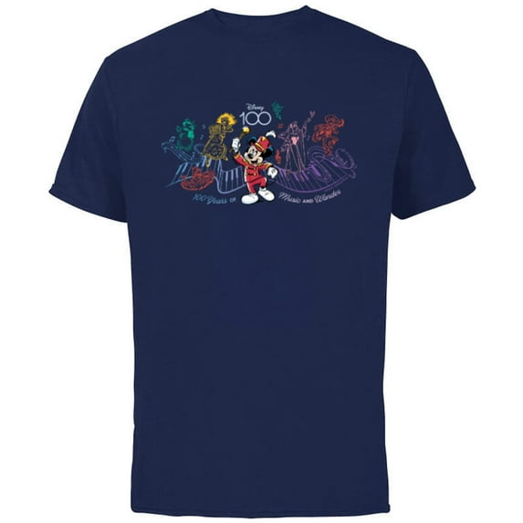 Disney 100 Years of Music and Wonder Piano Color Lines D100 - Short Sleeve Cotton T-Shirt for Adults - Customized-Navy