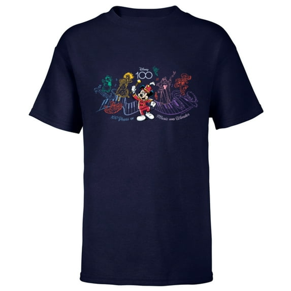 Disney 100 Years of Music and Wonder Piano Color Lines D100 - Short Sleeve T-Shirt for Kids - Customized-Navy