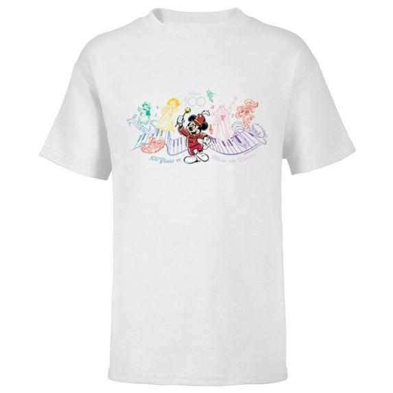 Disney 100 Years of Music and Wonder Piano Color Lines D100 - Short Sleeve T-Shirt for Kids - Customized-White
