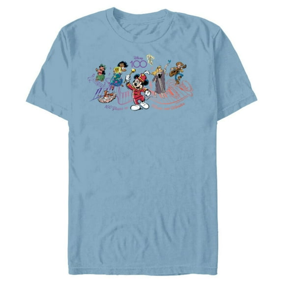 Disney 100 Years of Music and Wonder Piano Full Color D100 - Short Sleeve Blended T-Shirt for Adults - Customized-Ocean Blue