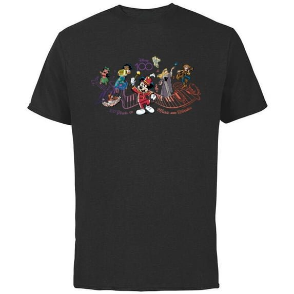 Disney 100 Years of Music and Wonder Piano Full Color D100 - Short Sleeve Cotton T-Shirt for Adults - Customized-Black