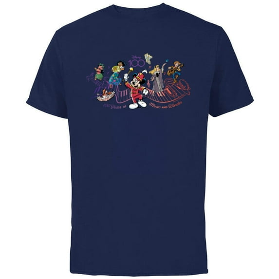 Disney 100 Years of Music and Wonder Piano Full Color D100 - Short Sleeve Cotton T-Shirt for Adults - Customized-Navy